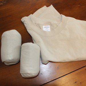 T-Shirt , 3 Pack, Cotton, Size Medium, Sand color